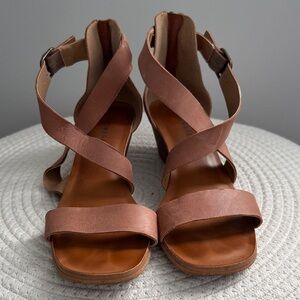 Lucky Brand Women's Brown Strappy Wedge Heel Sandals Size 7